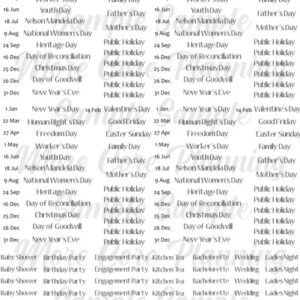 Public Holiday / Events