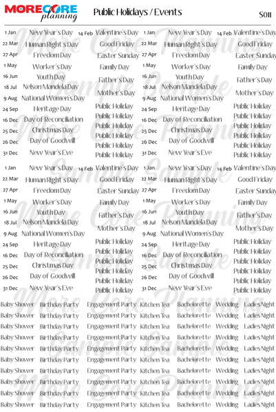 Public Holiday / Events